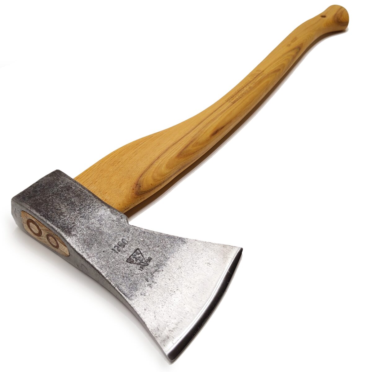 Smidd yxa för trädfällning, 1 kg skaft av hickory